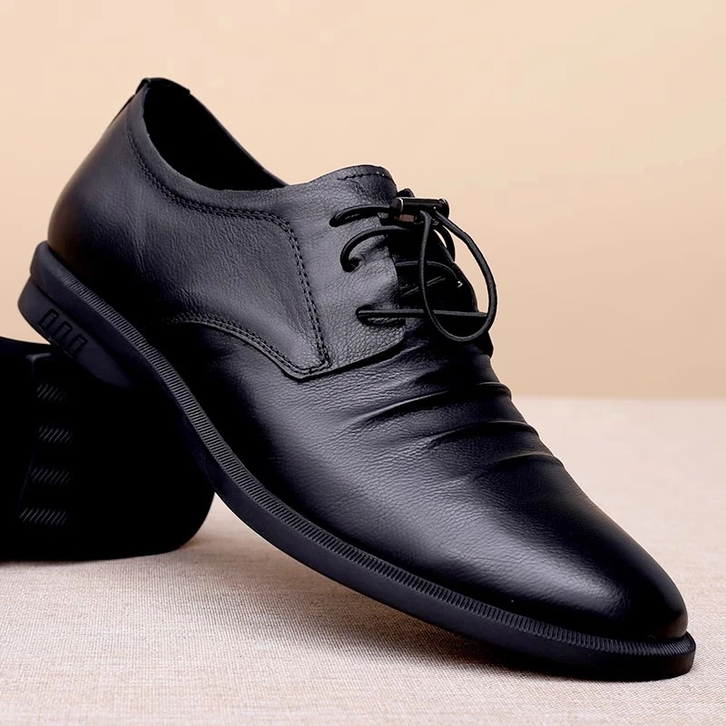 2025春秋男士真皮休闲皮鞋头层牛皮商务正装皮鞋软皮软底工作皮鞋