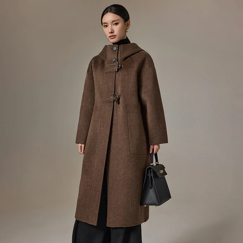 手工缝制高定双面呢绵羊毛大衣2024秋冬新款581015