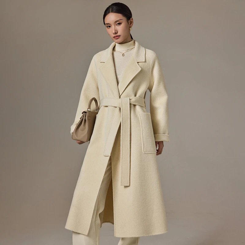 手工缝制高定双面呢绵羊毛大衣2024秋冬新款580822