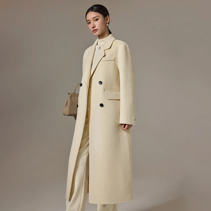 手工缝制高定双面呢绵羊毛大衣2024秋冬新款580912