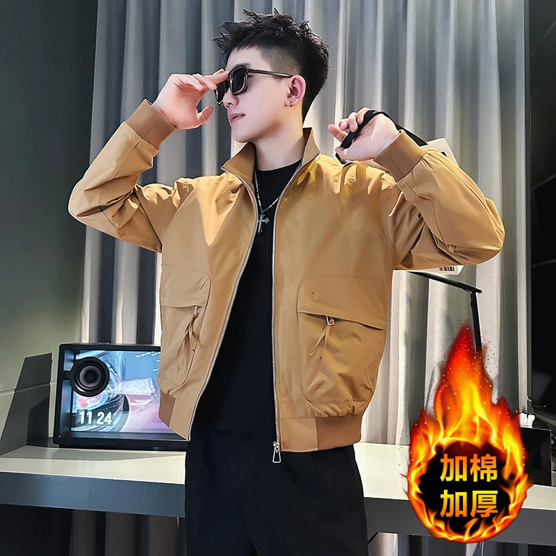 秋季男士加棉加厚高级感外套2024新款男装春秋款痞帅夹克男款上衣