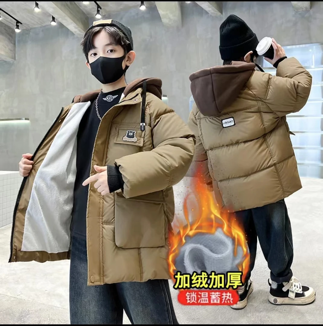 【现货.三防免洗】男童加厚棉服外套儿童装连帽中大童男孩秋冬A028