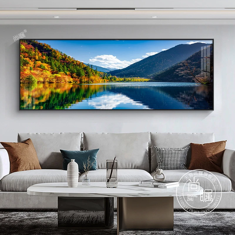 高山湖泊现代客厅装饰画轻奢风景沙发背景墙壁画高档办公室挂画