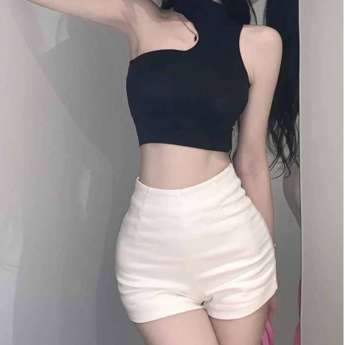 白色新款西装短裤女夏季高腰紧身弹力跳舞网红辣妹性感a字热裤子