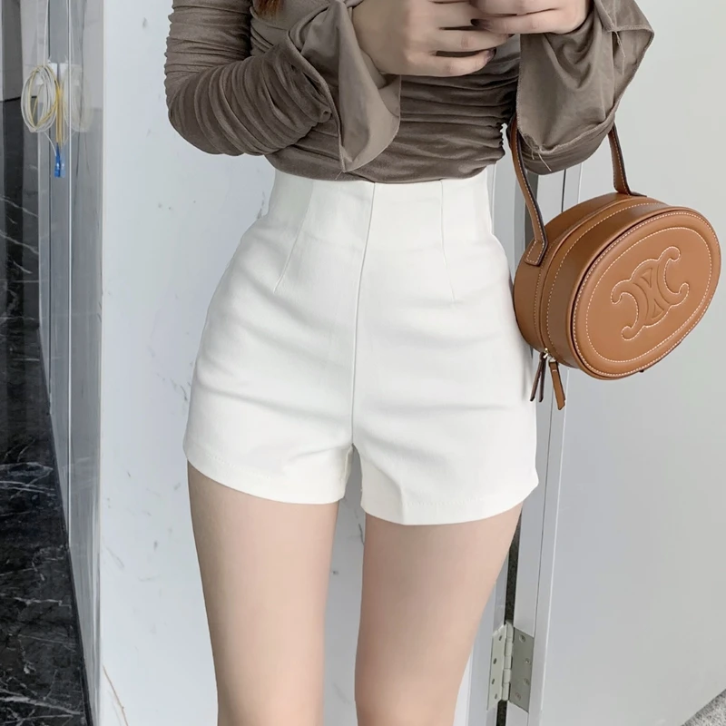 白色新款西装短裤女夏季高腰紧身弹力跳舞网红辣妹性感a字热裤子