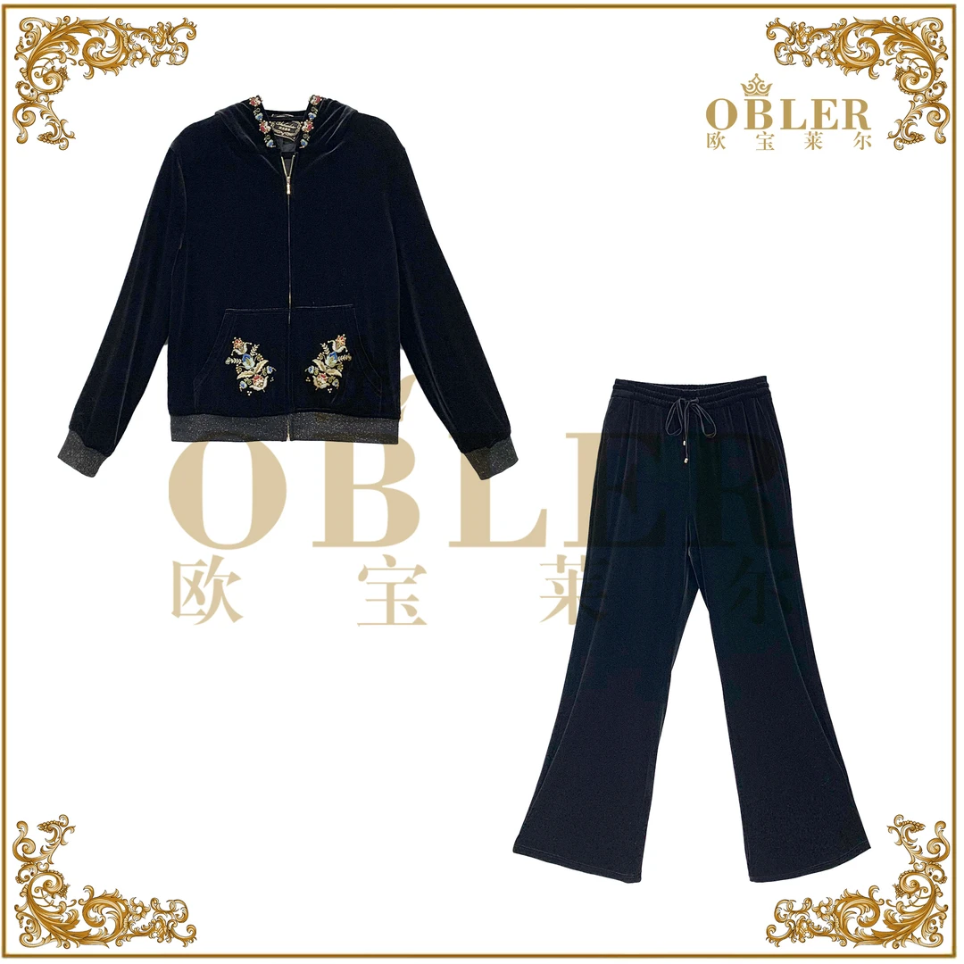 【欧宝莱尔】时尚百搭秋冬复古重工套装305-24844