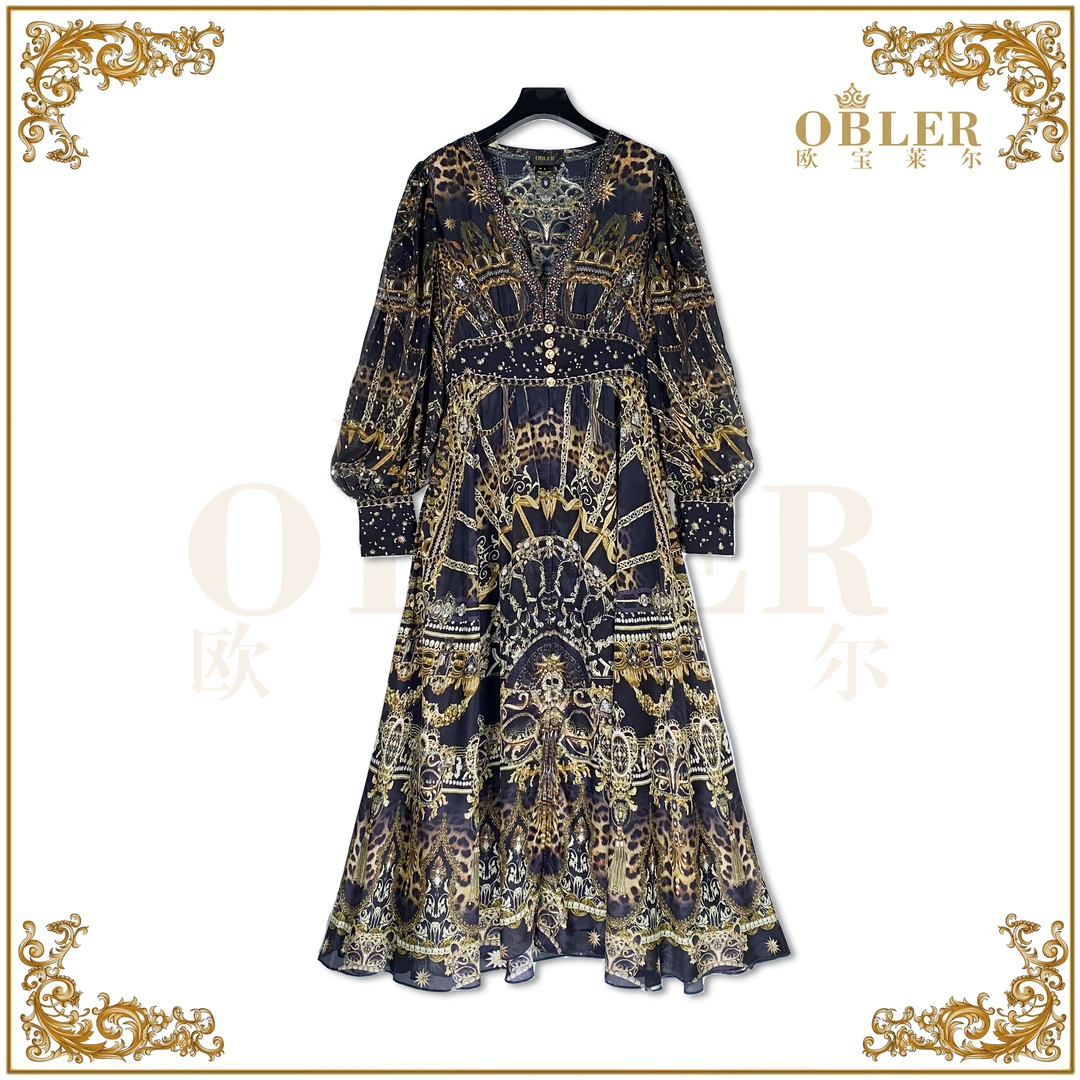 【欧宝莱尔】时尚气质桑蚕丝连衣裙305-24231