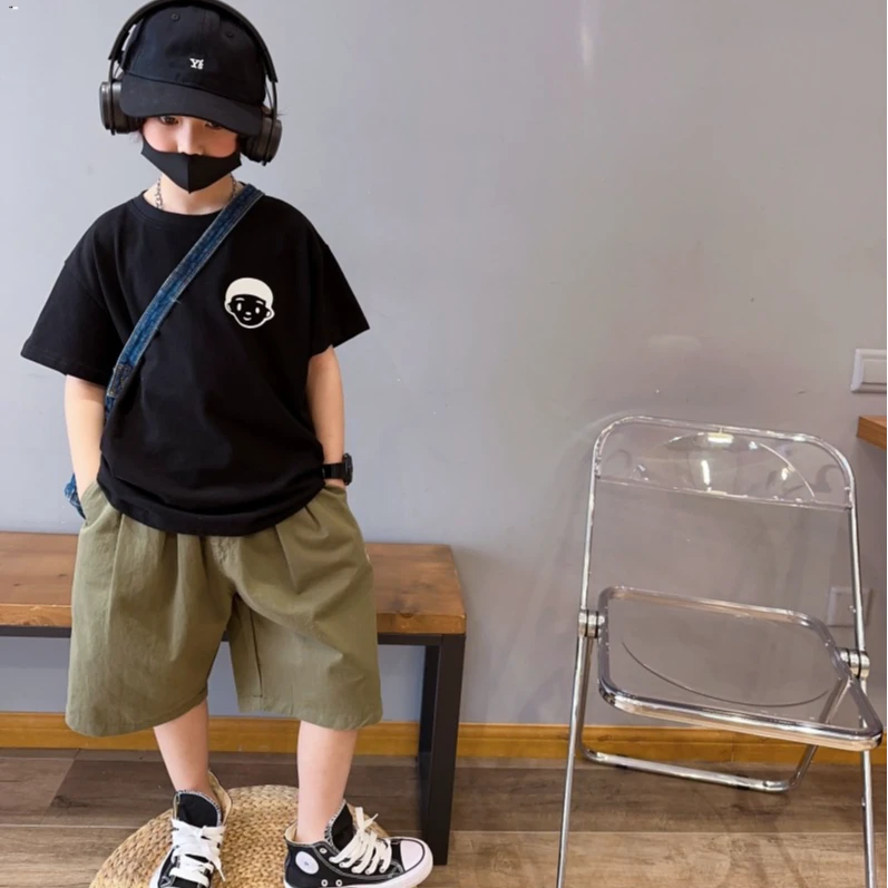 【纯棉】2024新款男童短袖T恤夏季中小童宽松韩版舒适透气儿童夏装A