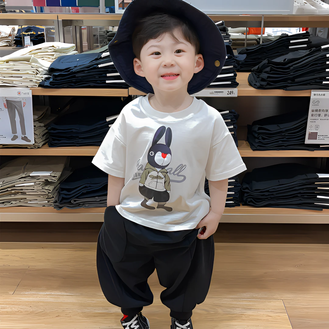 【纯棉】儿童短袖中小童夏季可爱卡通t恤帅气男童百搭洋气基础上衣A