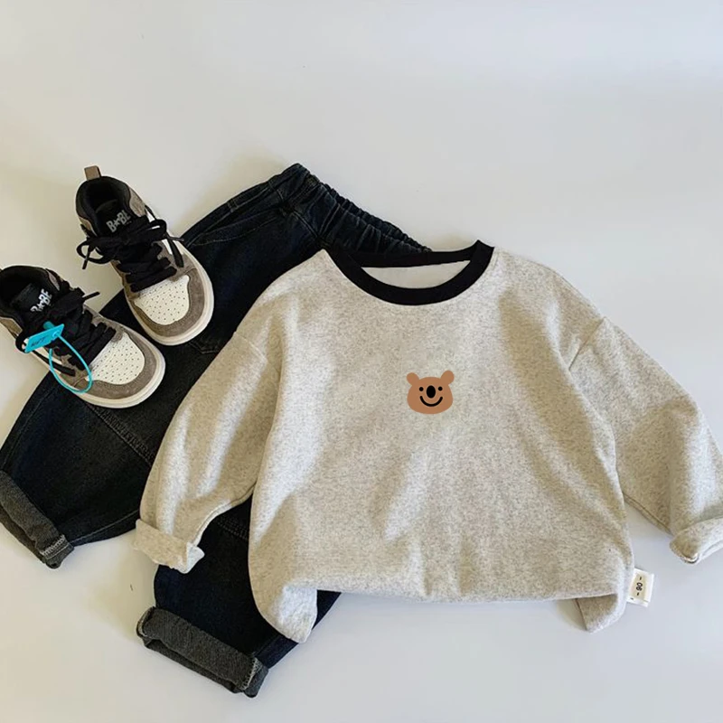 春秋季新款儿童纯棉休闲T恤宝宝韩版洋气上衣男童长袖舒适打底衫