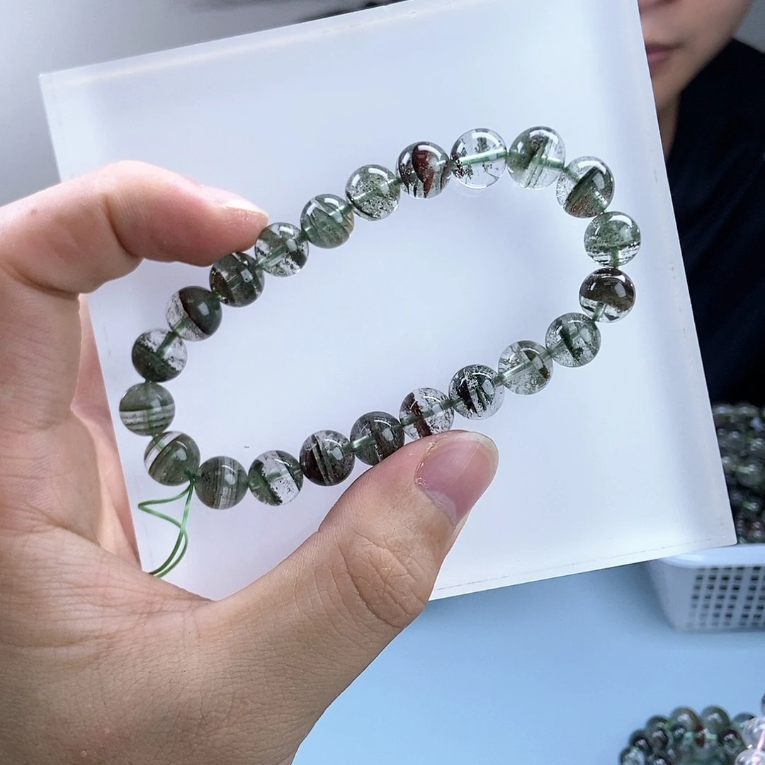 水晶手链未镶嵌307绿幽灵卡9mm