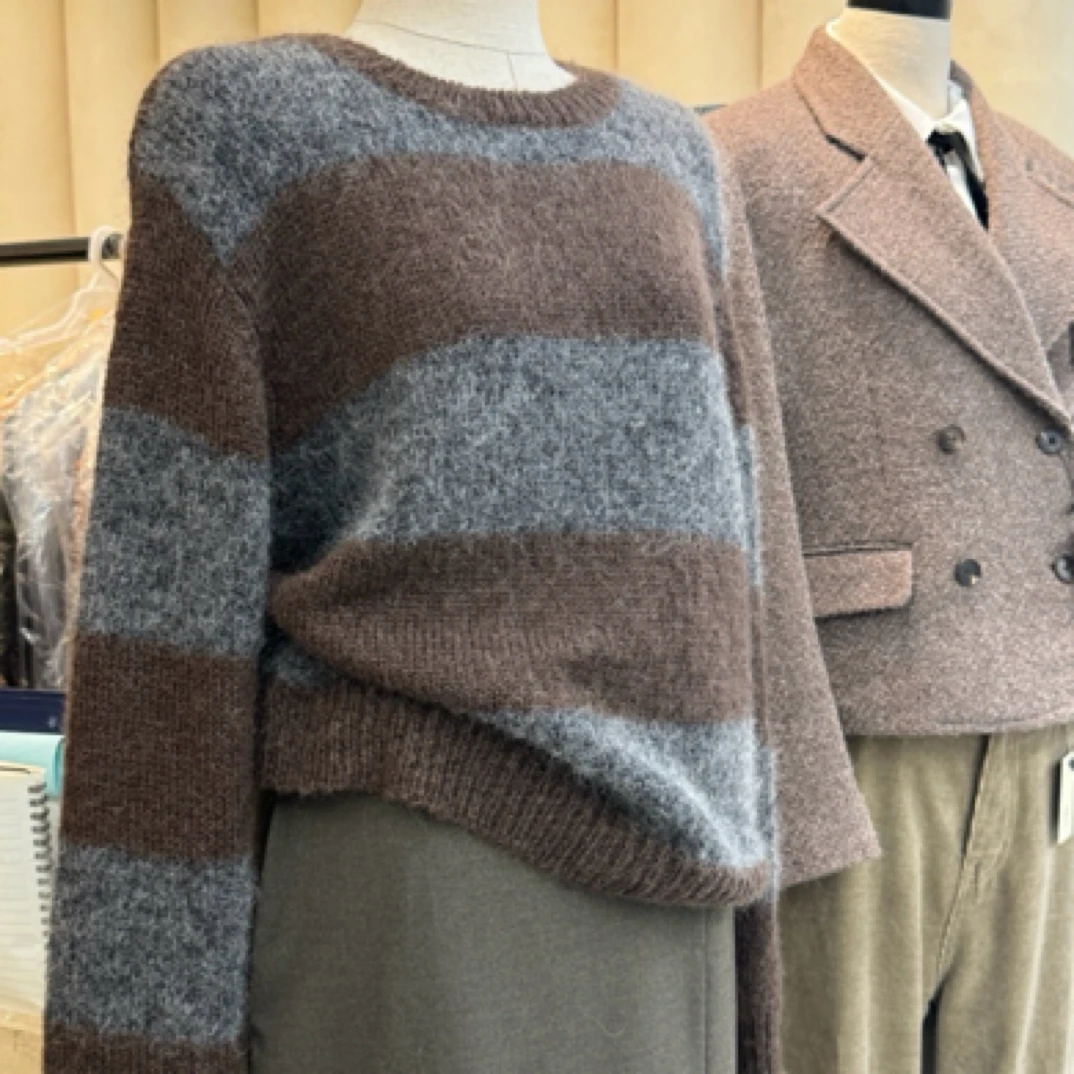 「no退no换」东大门时尚秋冬条纹女士毛衣