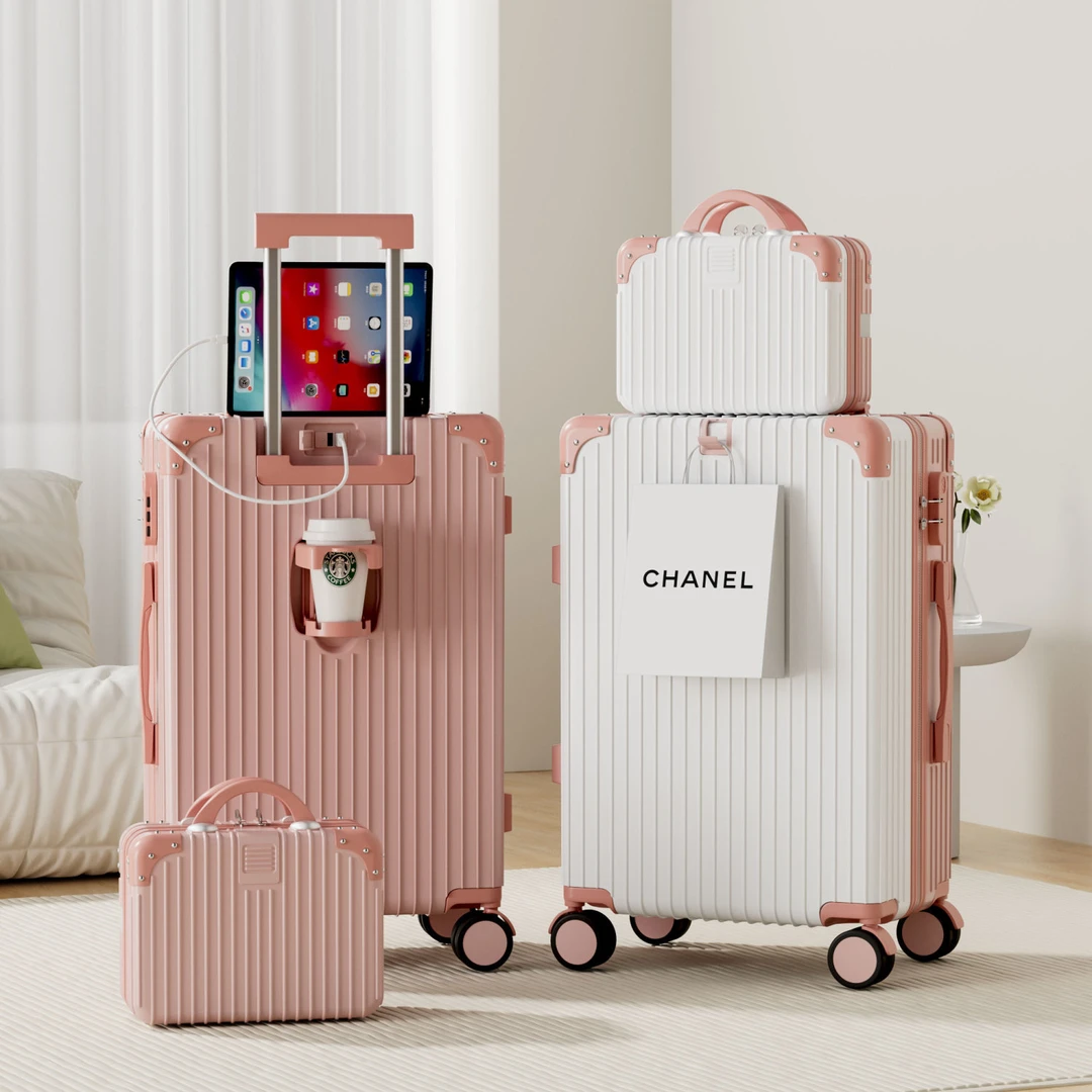 2023新款复古多功能行李箱女拉杆箱男学生密码箱万向轮旅行箱ins