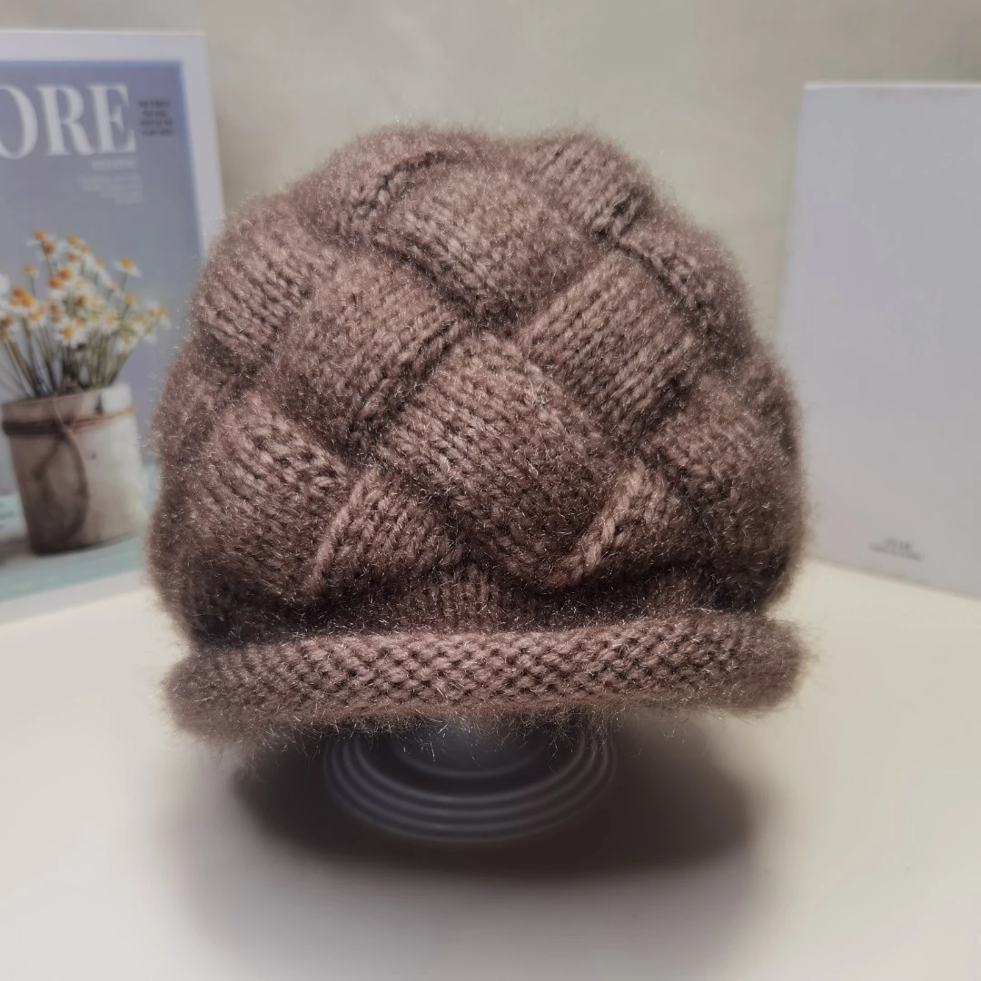 松鼠绒毛线海浪花棒针帽子材料包（不是成品）