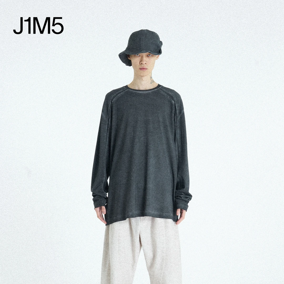 易烊千玺同款 ATTEMPT 24春夏 错位脏染长袖T恤 设计师品牌休闲