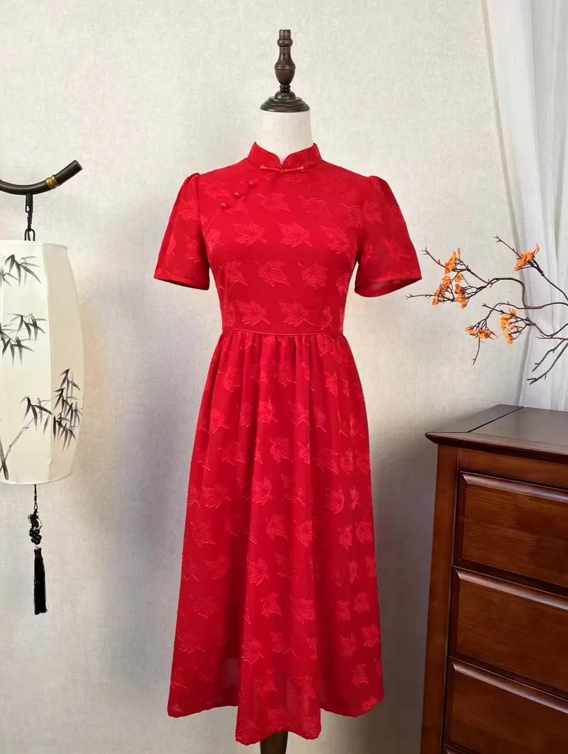 #Y-夏季新款改良版遮肉显瘦新中式高腰修身旗袍中国风旗袍