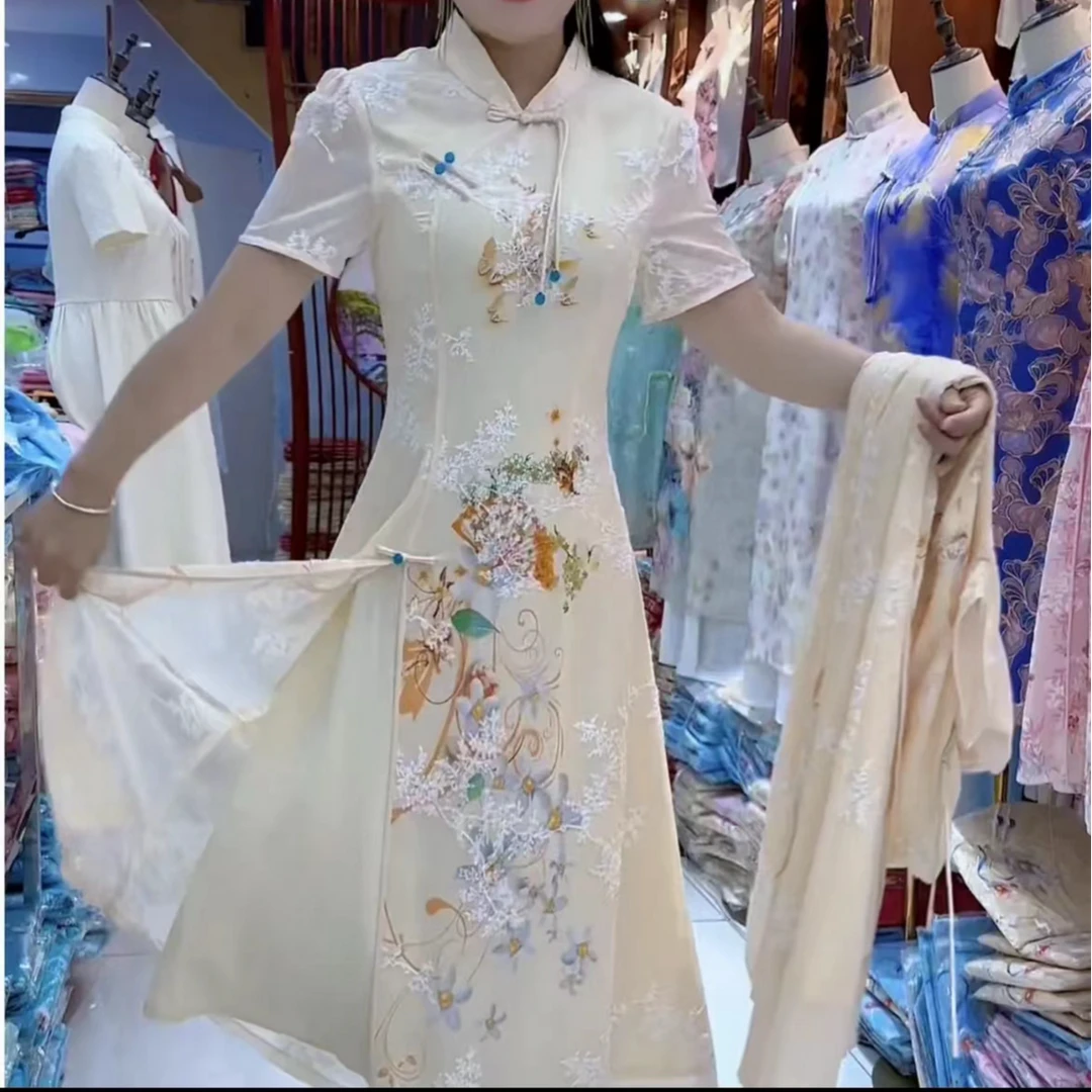 #Y-夏季短袖A版中国风修身减龄日常显瘦旗袍-