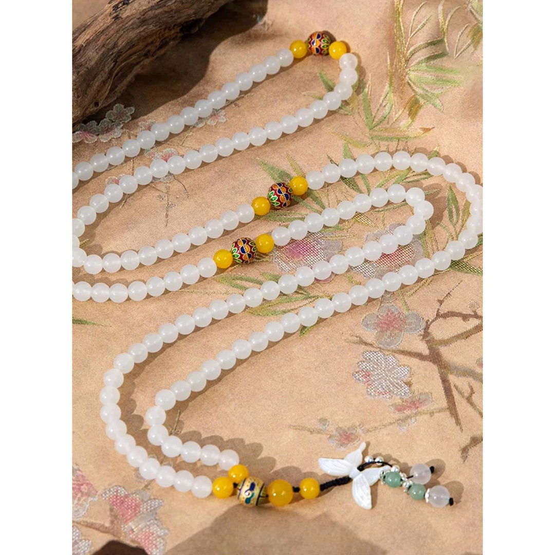 非金属布艺项链 【赵大喜】半糖珠链 | 2024新款天橪蝴蝶新中式项链