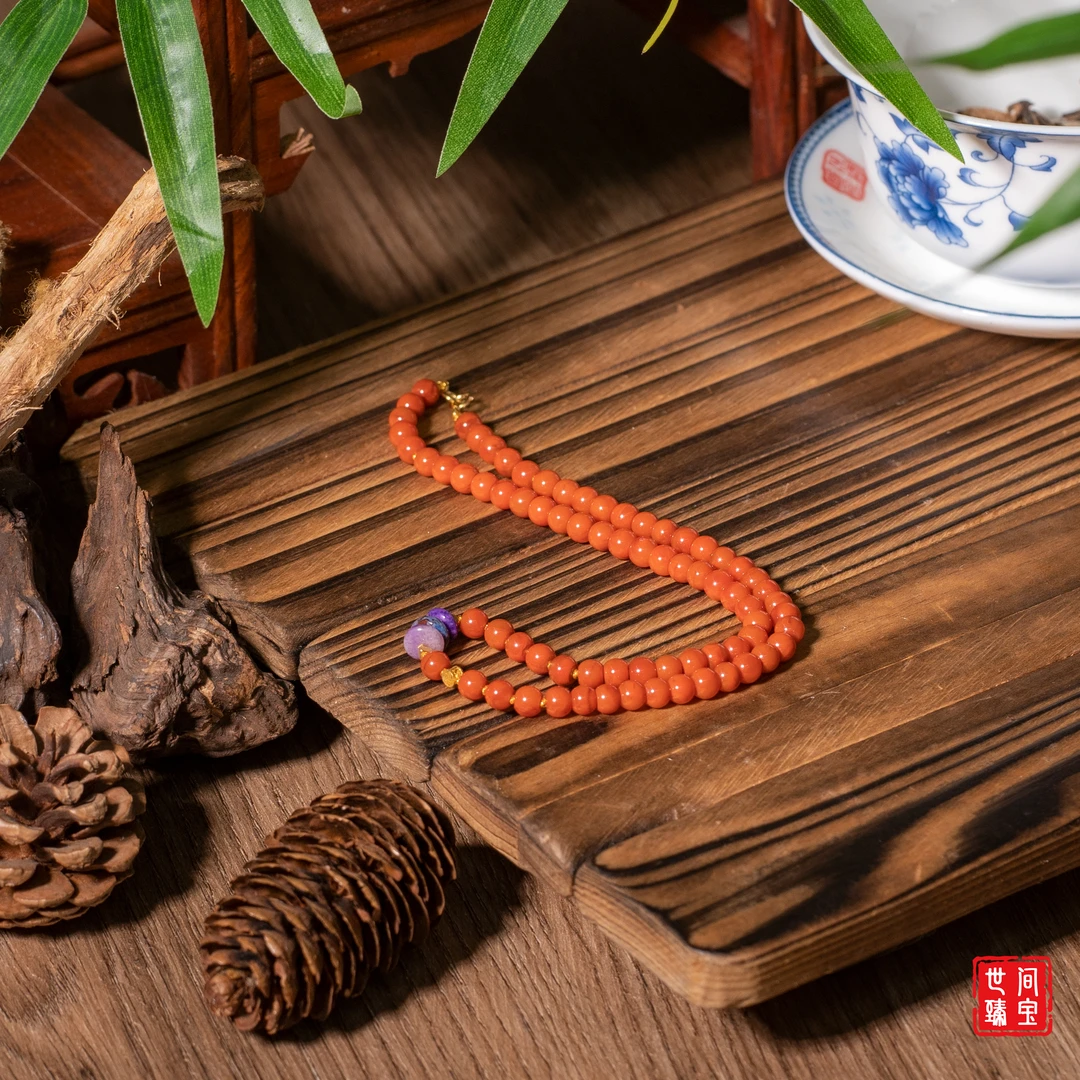 江篱丨18K金高阶满肉南红两圈万能链/长36cm/多样性发/P2207/11