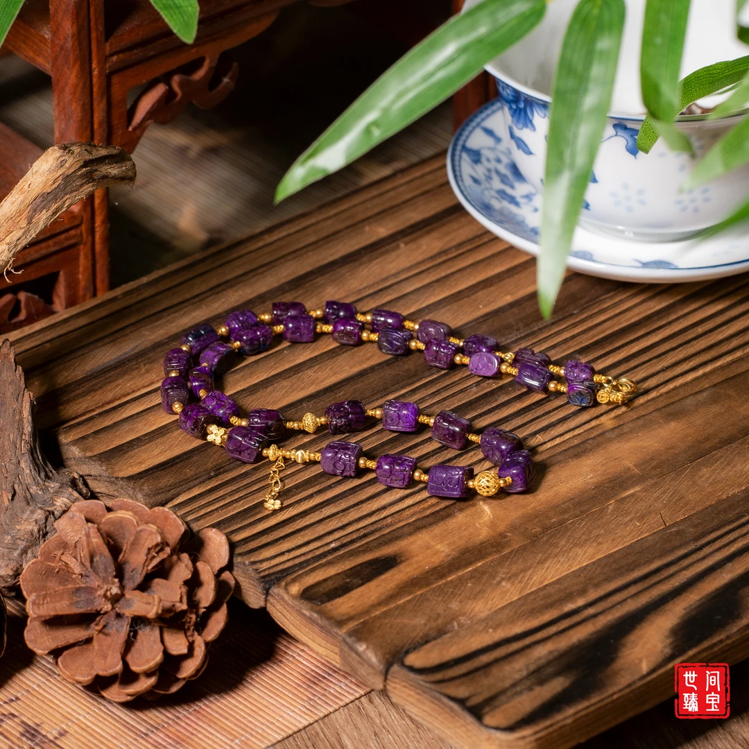 世间臻宝-无忧丨18K金老料全紫舒俱来貔貅项链/多样性发/P1639/20