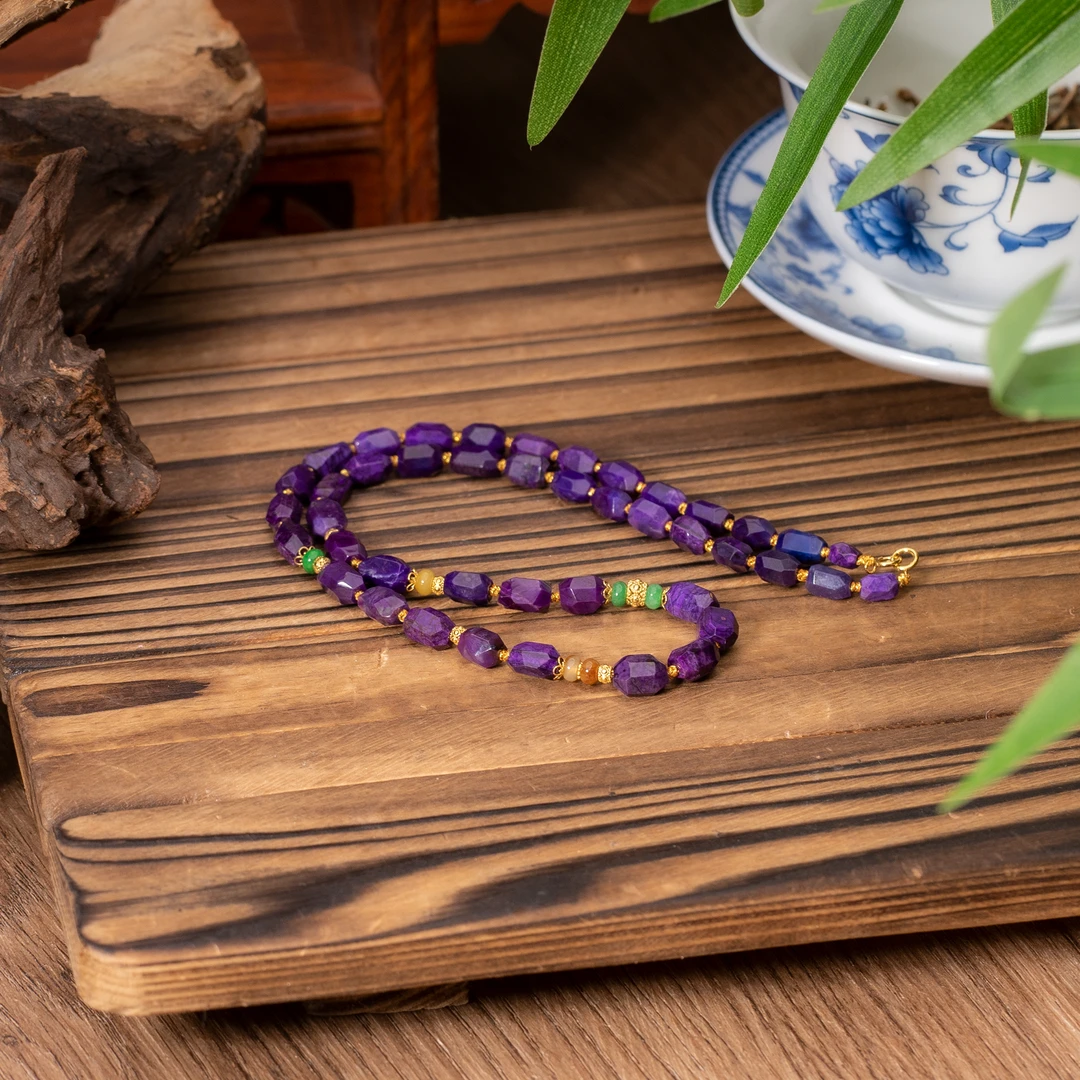 世间臻宝-18K金帝王紫舒俱来切面DIY项链/40cm/多样性发/P1217/0