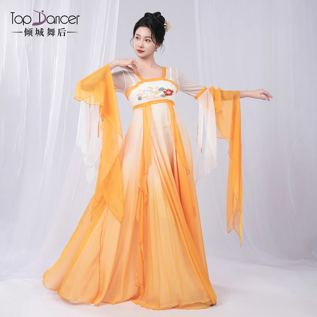 倾城舞后古典舞女飘逸古风纱衣中国舞长款连衣裙汉唐舞练功演出服