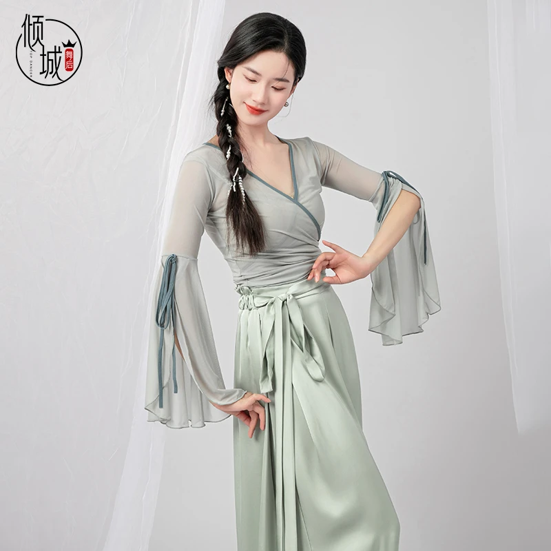 倾城舞后古典舞纱衣飘逸喇叭袖舞蹈服上衣身韵练功服中国舞舞蹈服