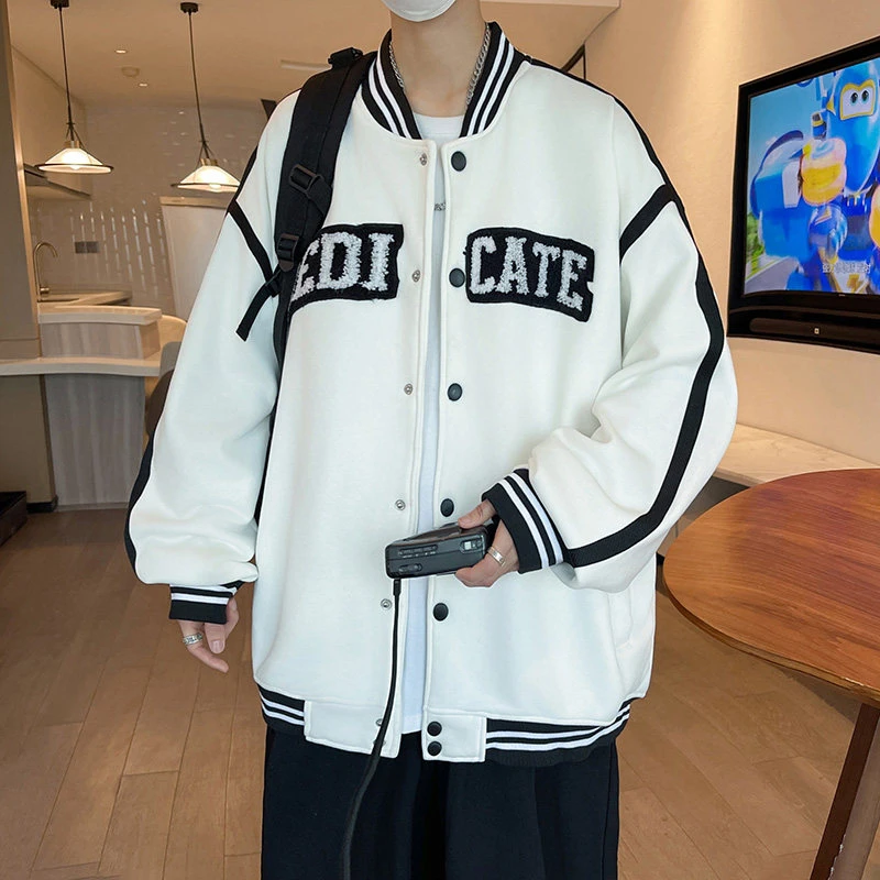 春秋季2024新款宽松休闲夹克外套开衫男装潮流帅气棒球服上衣外套
