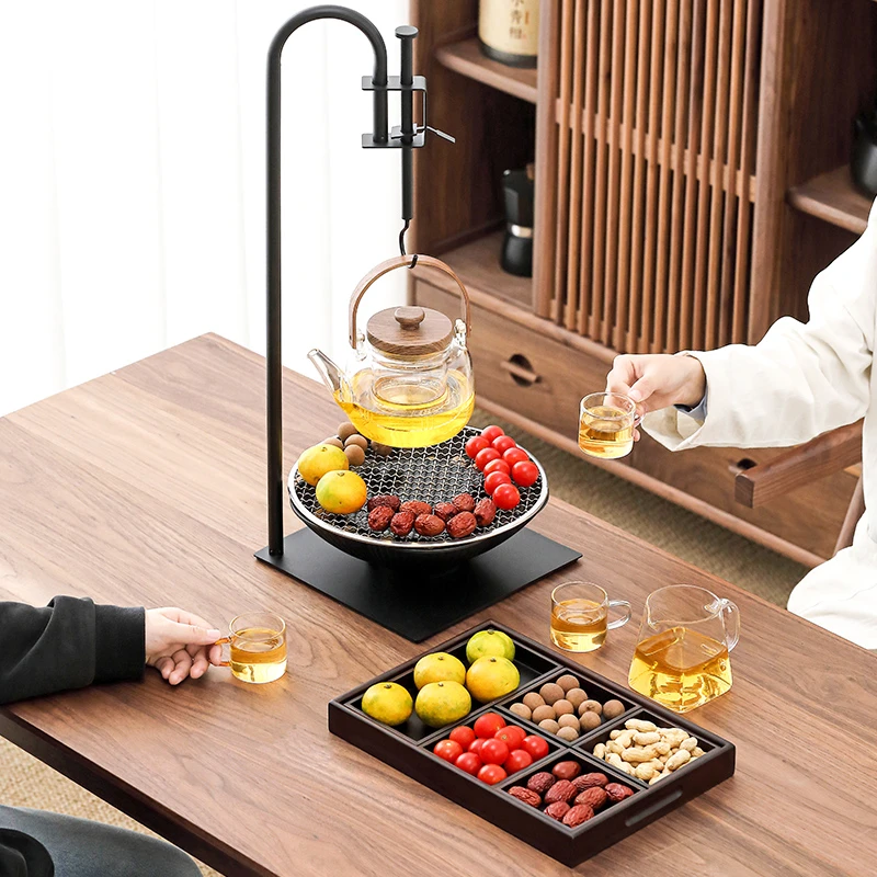 煌山2025新款玻璃围炉煮茶套装家用室内可调节悬挂式电陶炉煮茶炉