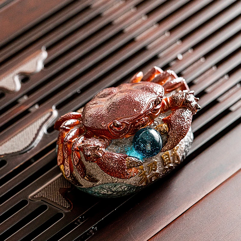 煌山创意螃蟹茶宠摆件可养变色茶虫茶玩茶桌茶盘茶台功夫茶道配件