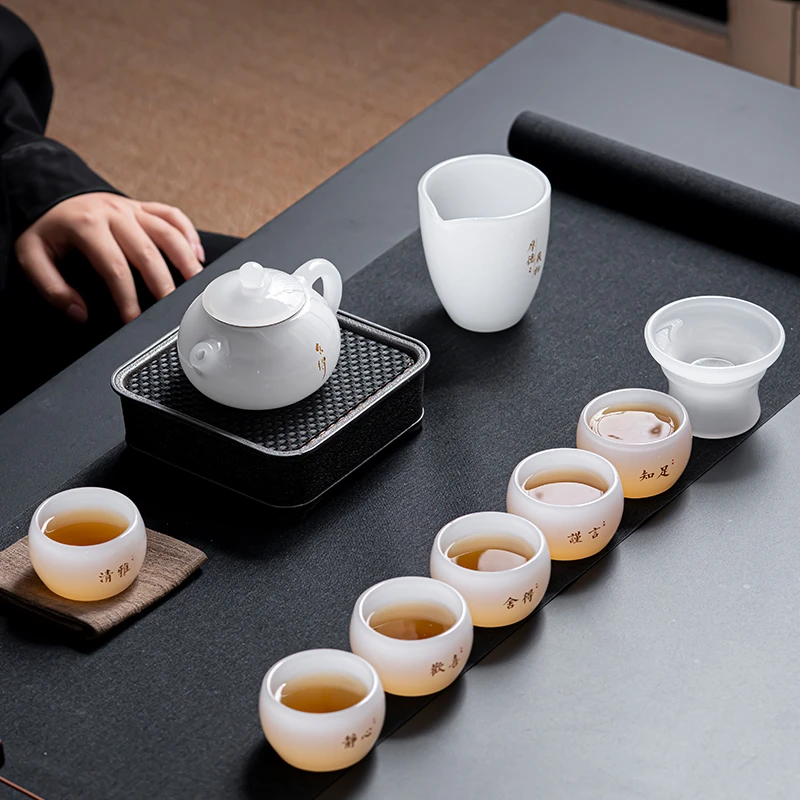 煌山上善若水西施壶10头中式琉璃功夫茶具套装家用新款会客茶杯X