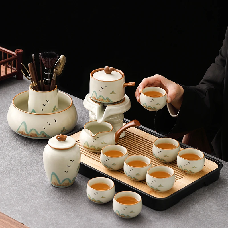 煌山远山汝窑自动全套茶具套装新款茶壶整套大全家用懒人泡茶神器