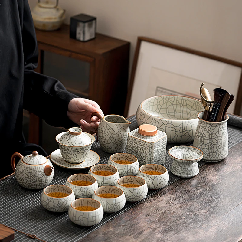煌山2024新款汝窑茶具西施壶整套家用客厅功夫茶具待客泡茶送礼装