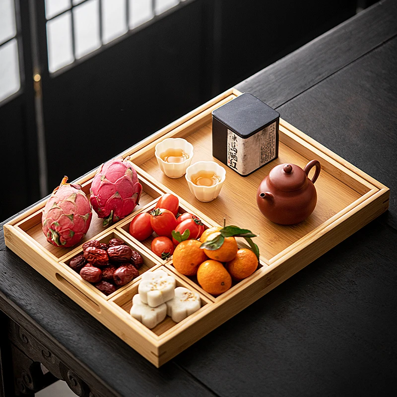 煌山中式围炉煮茶配件果盘小吃零食点心分格盘烤茶托盘茶点收纳盘