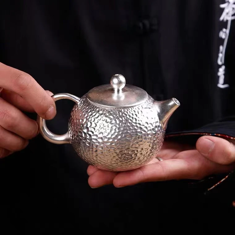 煌山何赋森•锤纹银壶大师手作高端银壶手工复古家用茶壶纯手工