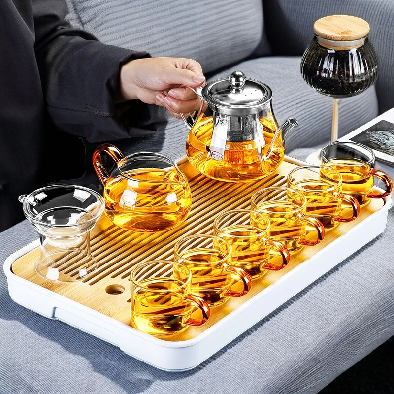 煌山功夫玻璃茶具套装办公家用简约小型透明泡茶全自动轻奢日式