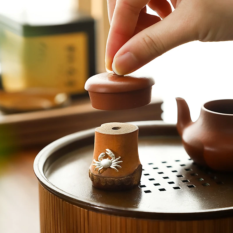 煌山创意竹根盖置家用茶壶盖托盖架子搁垫功夫茶具茶道零配件摆件