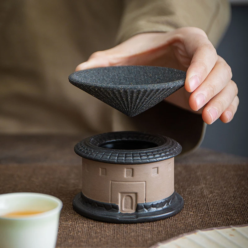 煌山创意纳米陶瓷茶漏家用茶叶过滤网功夫装饰摆件茶水分离茶器s