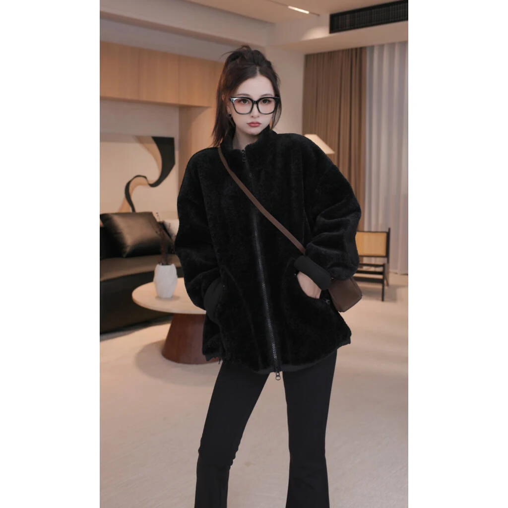 【济州暖阳】B10872冬季新款韩版宽松小众设计洋气保暖休闲立领外套