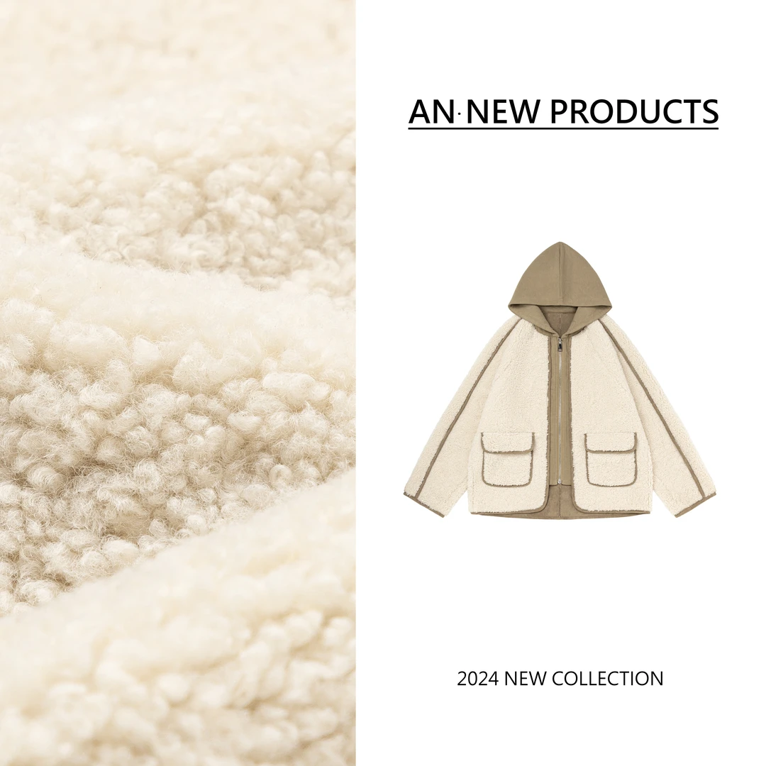 B10868冬季新款时尚设计感百搭宽松洋气假两件连帽外套