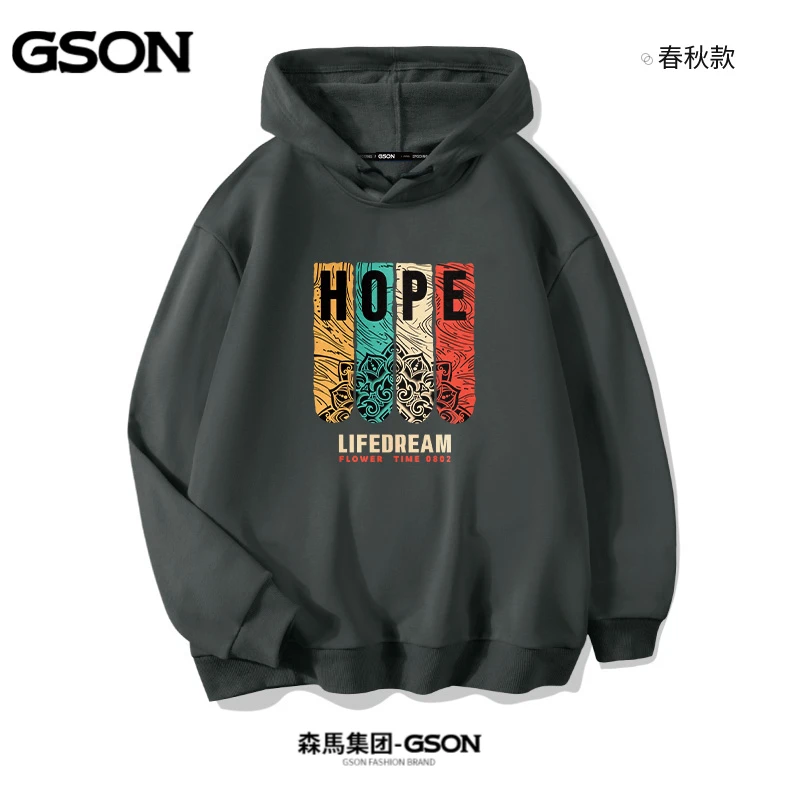 森马集团GSON嘻哈hiphop潮牌卫衣男美式复古图腾秋季宽松连帽外套