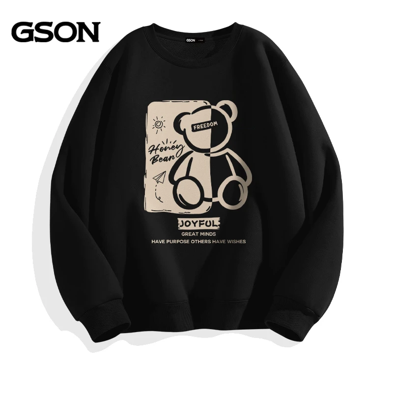 GSON长袖卫衣男春秋款圆领衫男装美式高街大码宽松休闲百搭外套潮