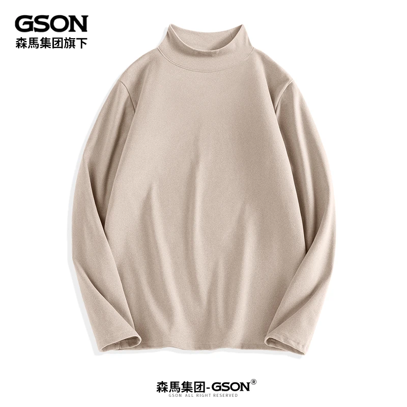 森马集团GSON男半高领打底衫新款双面加绒保暖亲肤舒适内衣秋冬厚