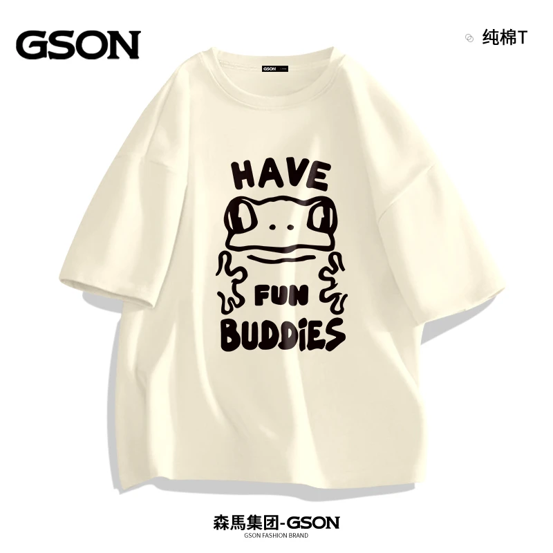 森馬集团旗下GSON男女同款盐系穿搭短袖t恤个性潮流纯棉青年半袖