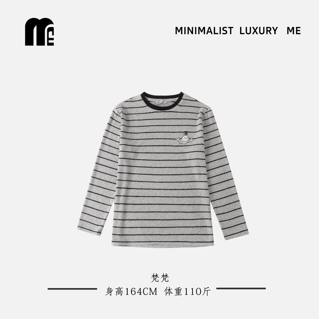 ME【海狮太后】剑桥订-人棉!软糯刺绣条纹圆领上衣全家福Q6556(2)