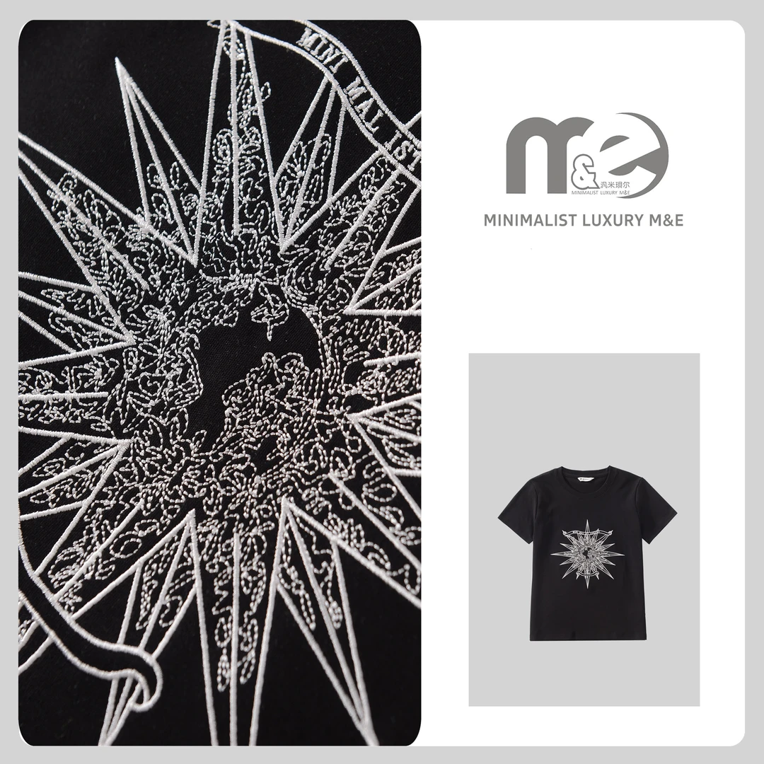 M&E【星芒】匹马棉！刺绣设计师款短袖男女同款Y6571