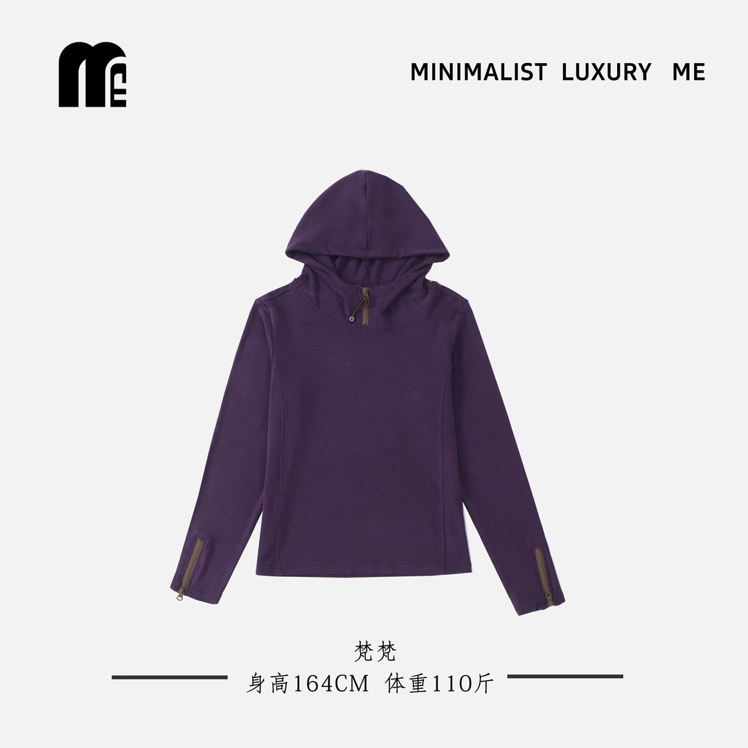 ME【里约艺术】人棉！重工拼接半拉链设计感长袖打底女款Q6542（2）