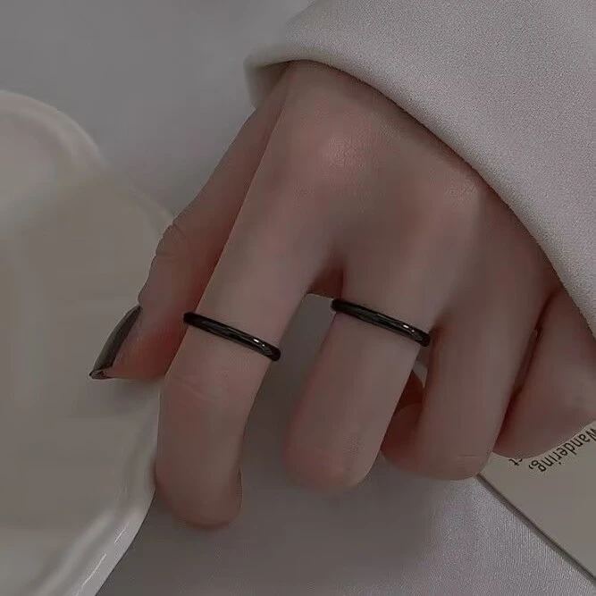 钛钢戒指 独立设计ins极简冷淡风关节尾戒黑色钛钢不掉色光面戒指