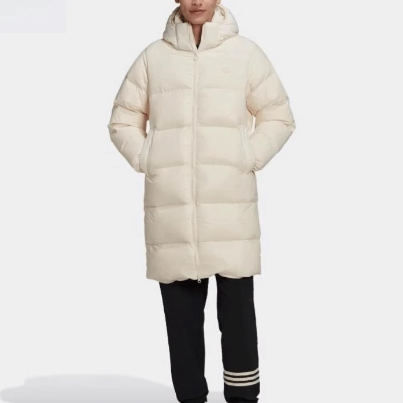 (WZ)Adidas/阿迪达斯男子加厚保暖长款连帽运动羽绒服外套 HL9208