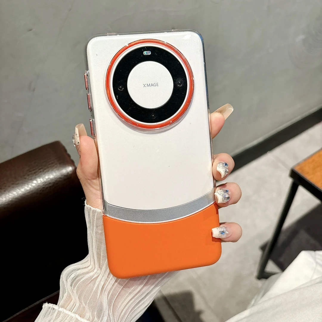 适用于华为Mate60手机壳可拆卸透明60pro轻奢拼接撞色pro+高级感